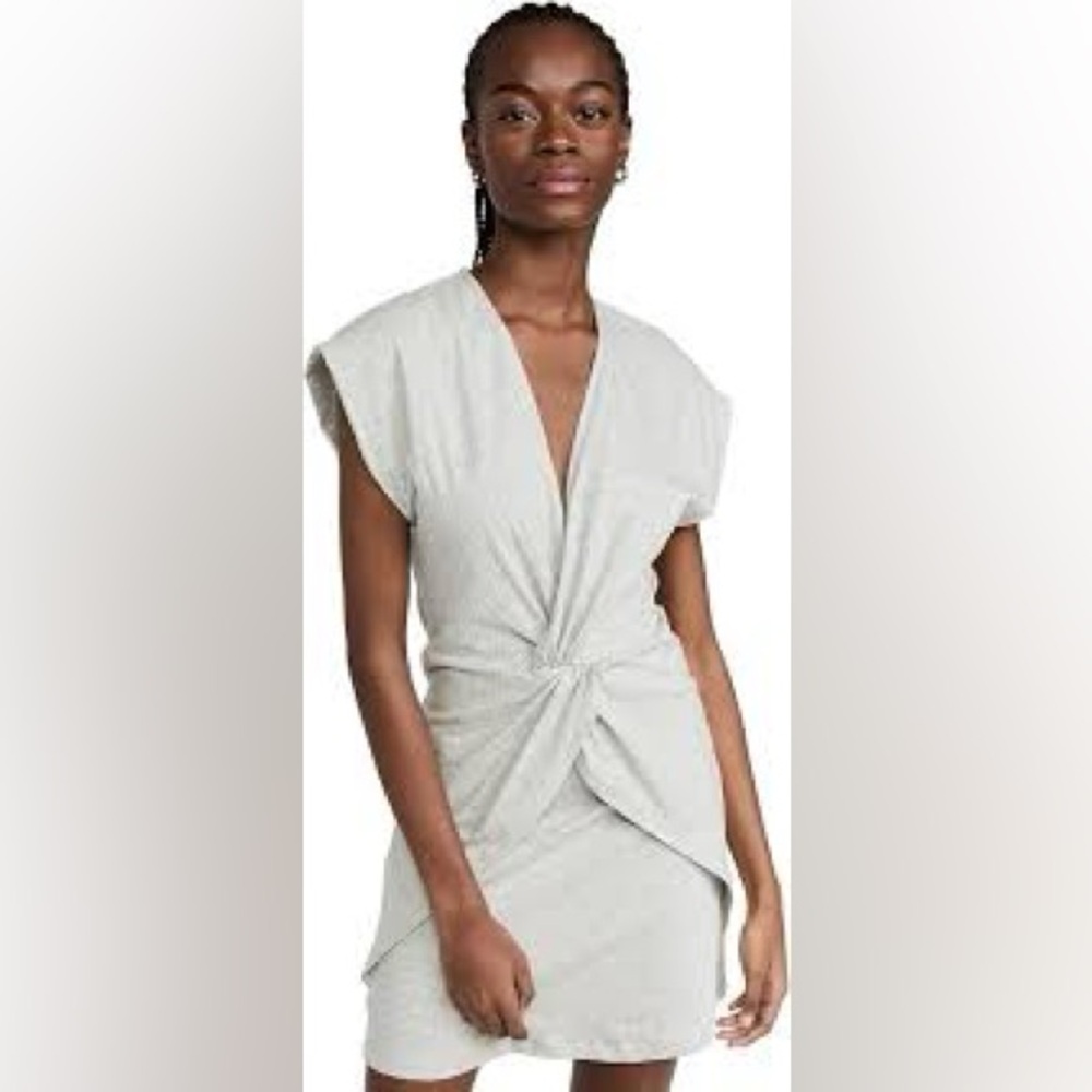 Iro Gray Solid Tizana Sleeveless V-Neck Mini Dress - image 1